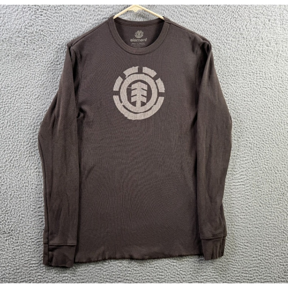 Vintge Y2K Element Skateboards Shirt Mens Fits Size Medium Brown Waffle Thermal